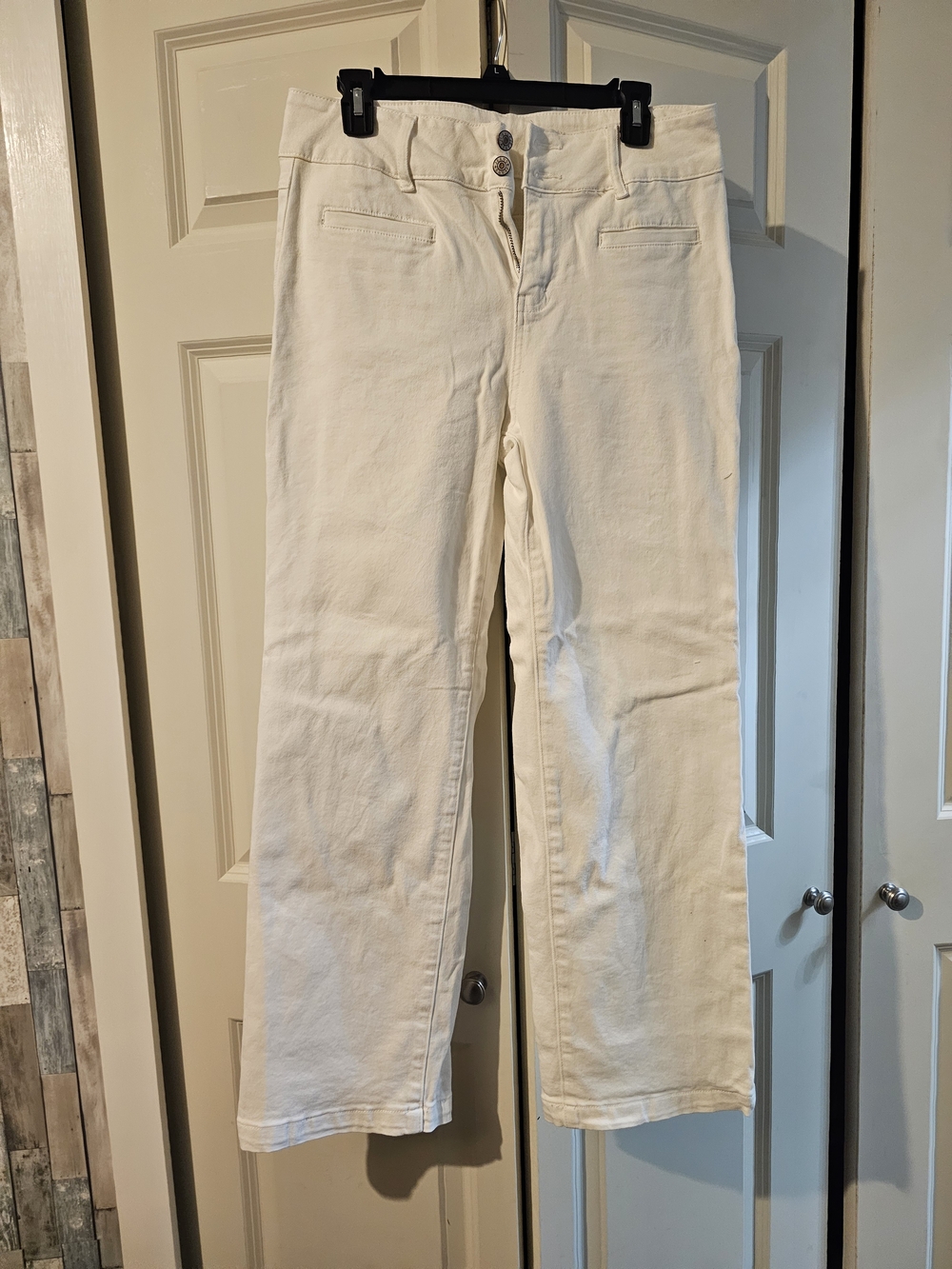 Sidefeel White Wide-Leg High-Rise Pants with Button Front